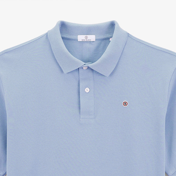 Polo in cotone piqué Lucas azzurro da uomo serge blanco