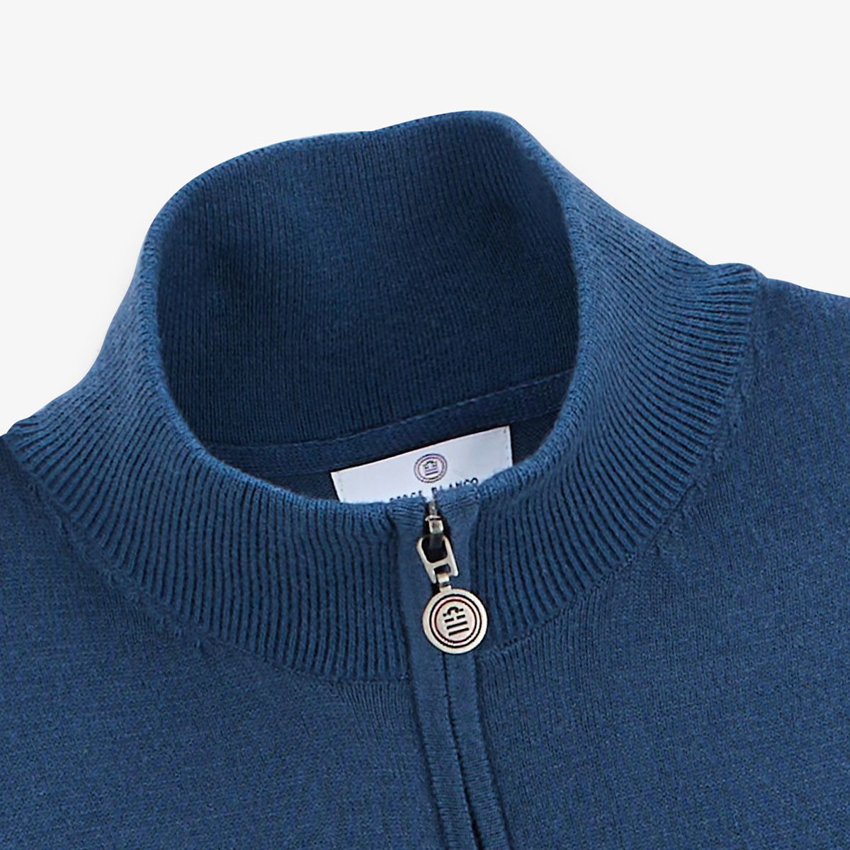 Maglione con collo alto e zip blu Malo serge blanco 3