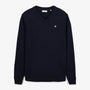 Maglione con scollo a V in cotone e lana blu navy scuro Milane serge blanco