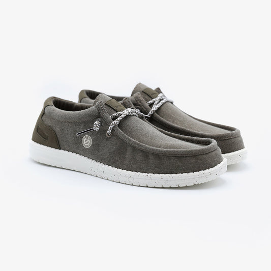 Scarpa da barca Saint Jean in tela marrone cioccolato da uomo SERGE BLANCO