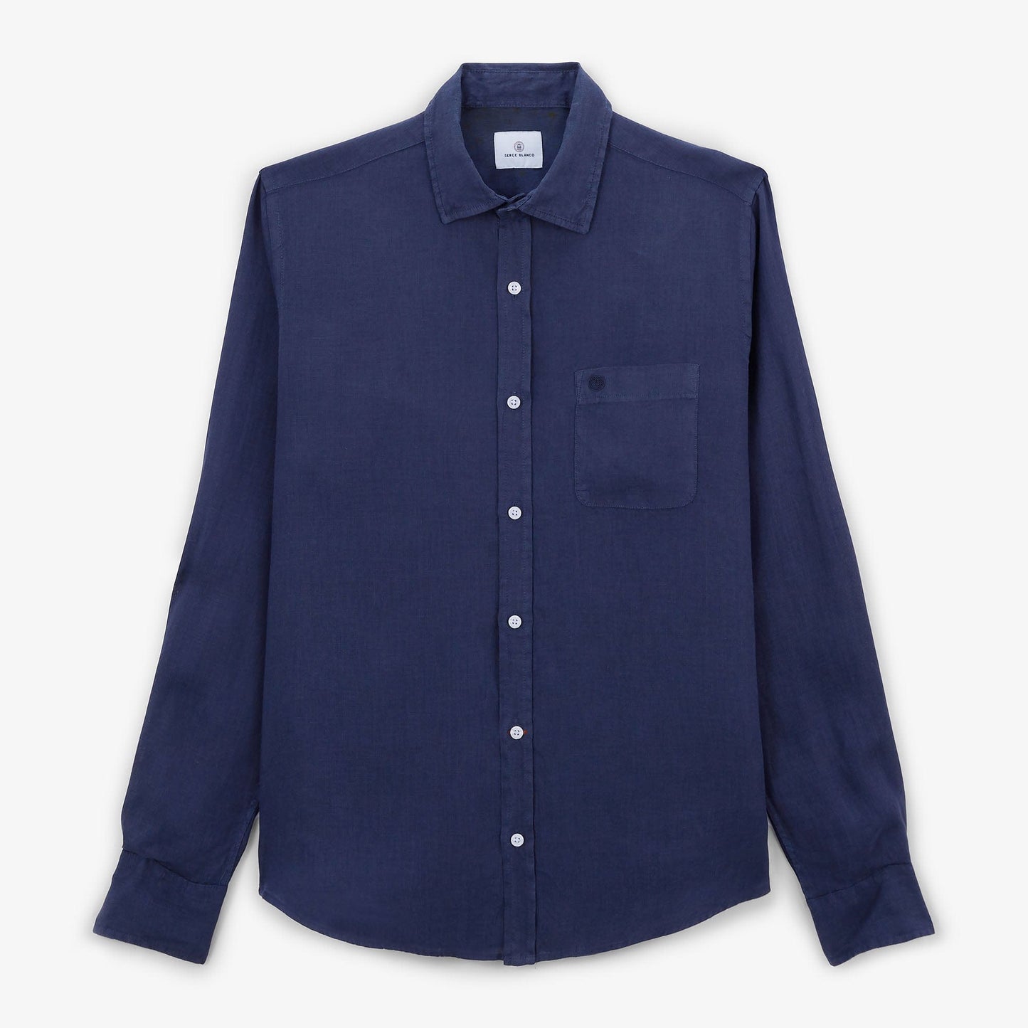 Camicia Charles maniche lunghe in lino blu notte da uomo SERGE BLANCO