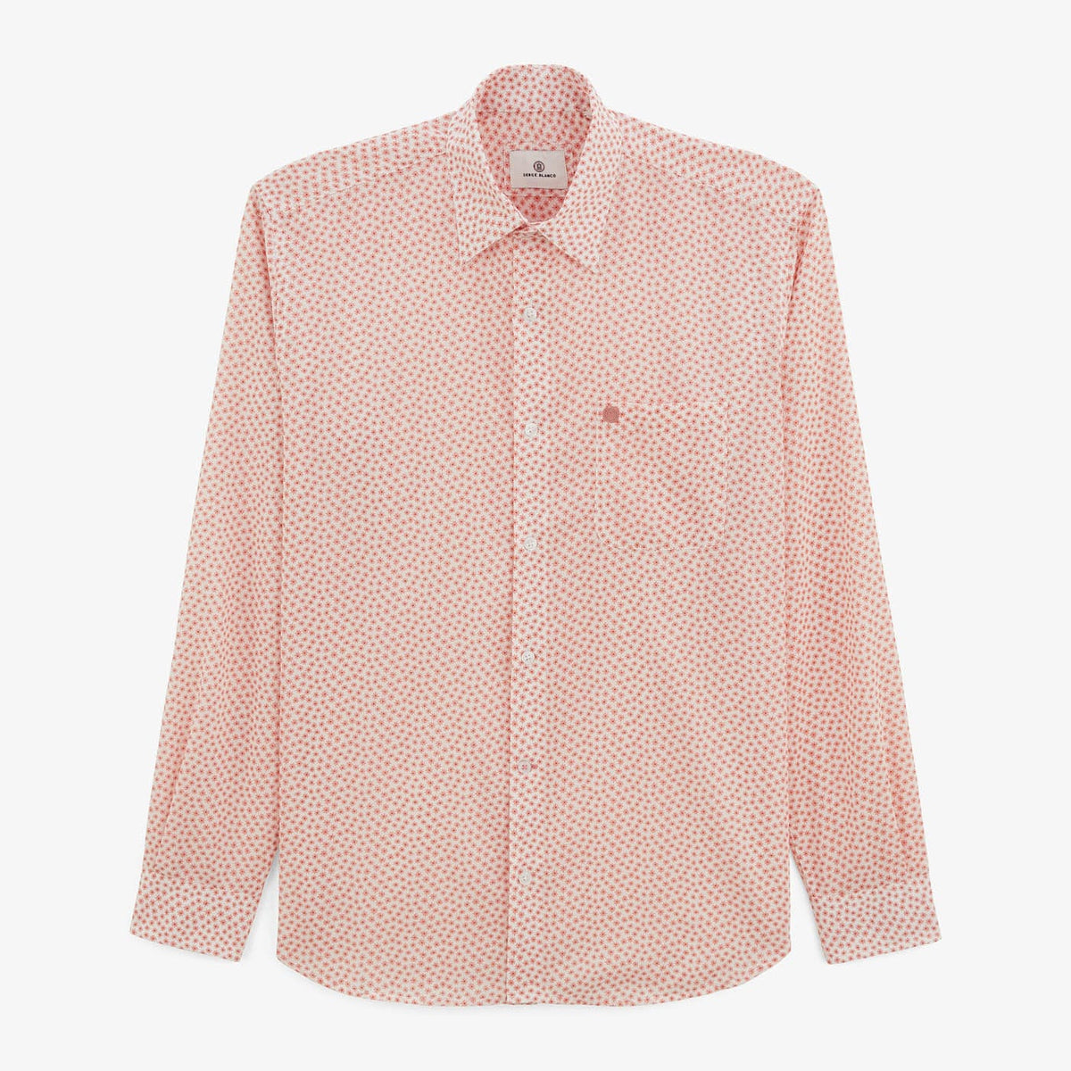 Camicia Charles a maniche lunghe da uomo in cotone corallo con stelle SERGE BLANCO