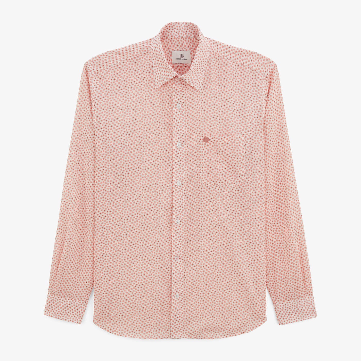 Camicia Charles a maniche lunghe da uomo in cotone corallo con stelle SERGE BLANCO