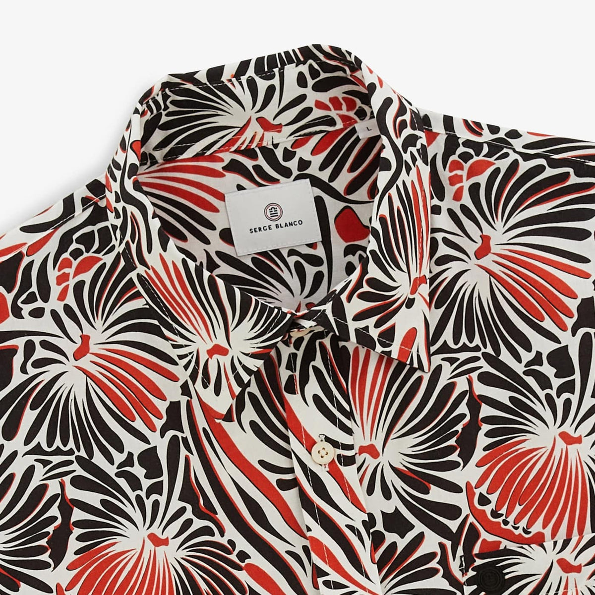 Camicia Clovis a maniche corte color albicocca con motivo floreale da uomo SERGE BLANCO