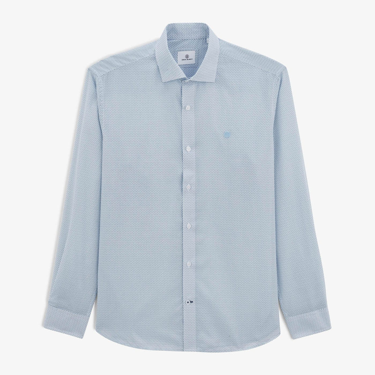 Camicia in cotone a maniche lunghe da uomo con motivi blu SERGE BLANCO