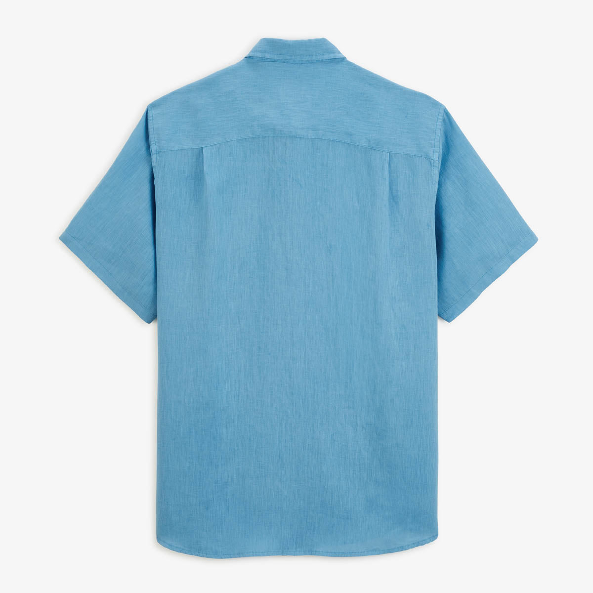 Camicia a maniche corte in lino blu oceano con taschino sul petto da uomo SERGE BLANCO