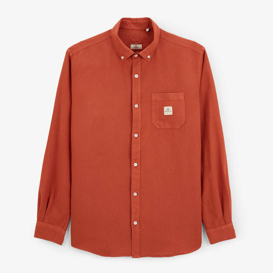 Camicia a maniche lunghe con taschino sul petto arancione ruggine da uomo SERGE BLANCO