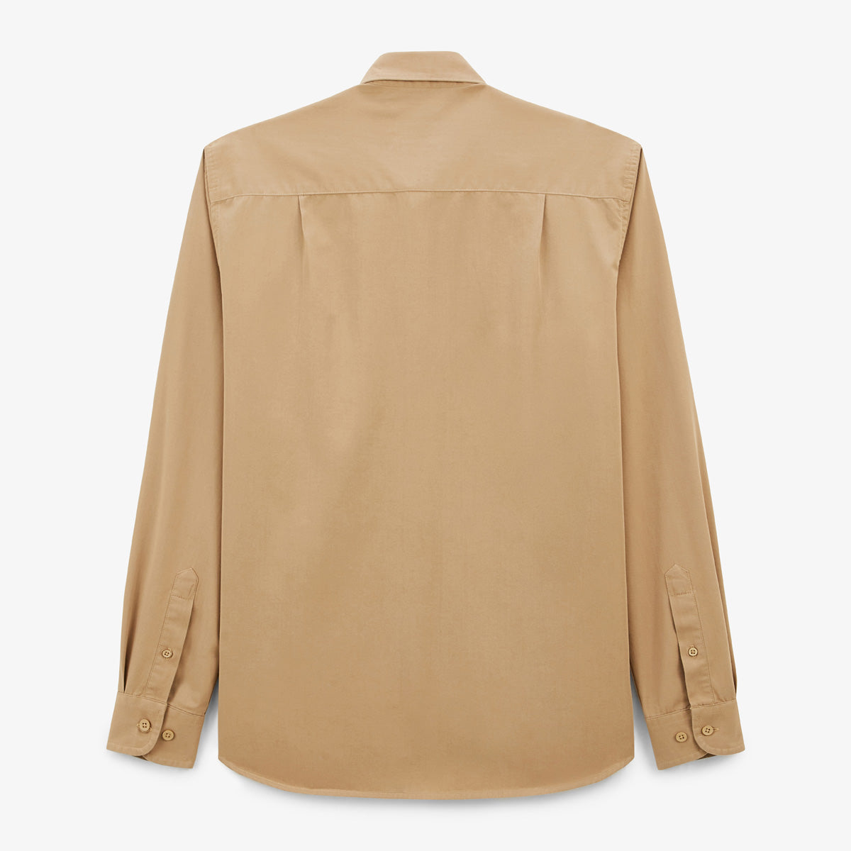 Camicia a maniche lunghe in cotone tinta unita beige Charles Uomo SERGE BLANCO