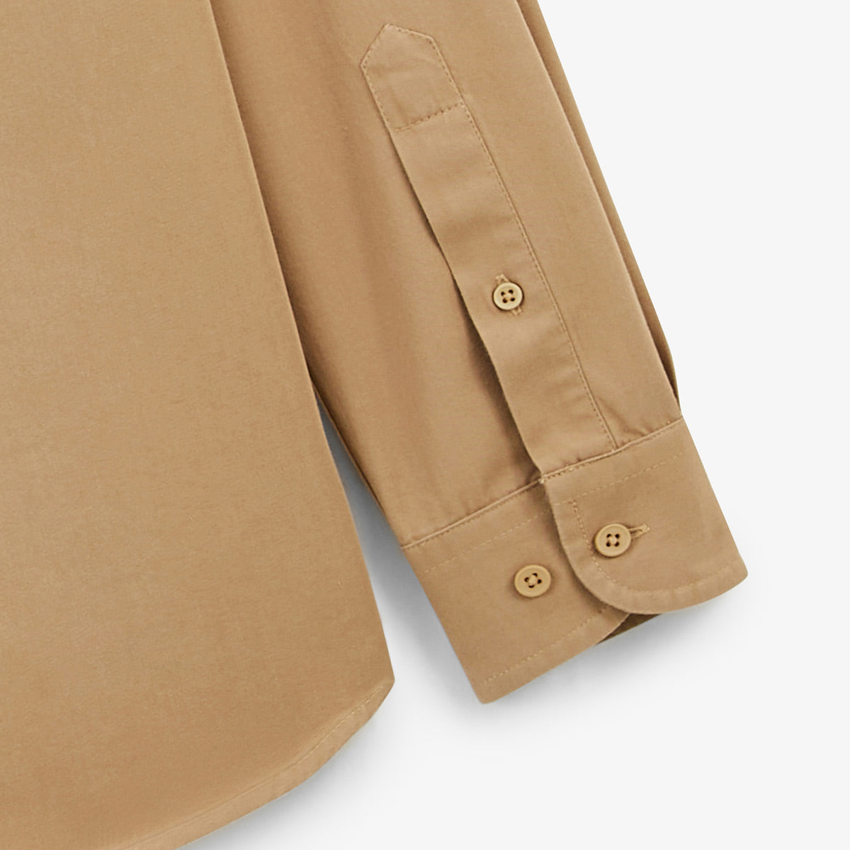 Camicia a maniche lunghe in cotone tinta unita beige Charles Uomo SERGE BLANCO