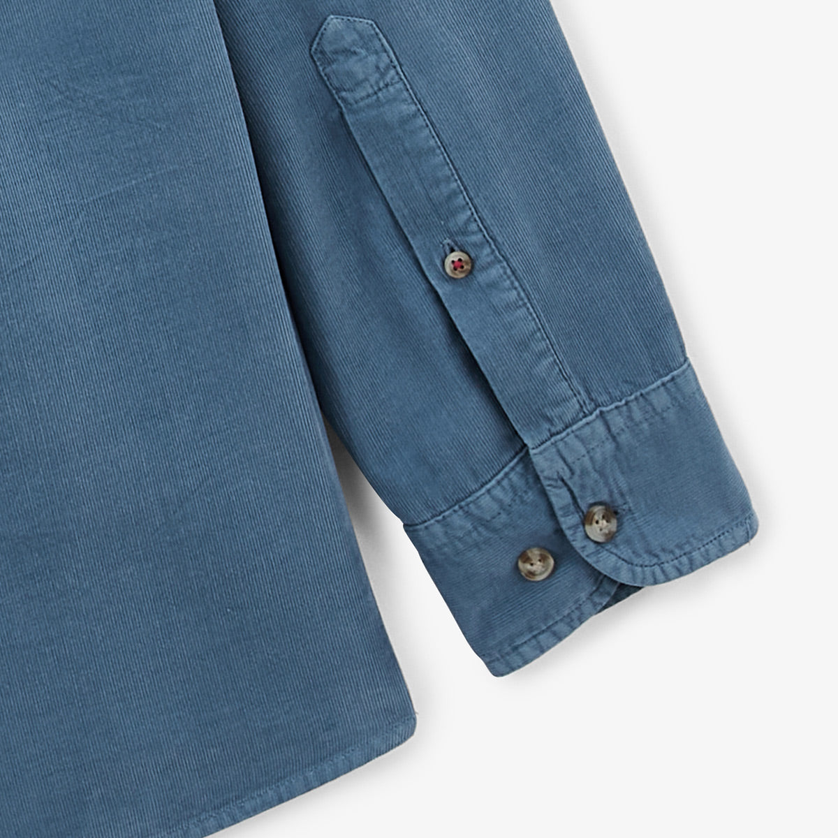 Camicia a maniche lunghe in velluto di cotone blu navy Charles Uomo SERGE BLANCO