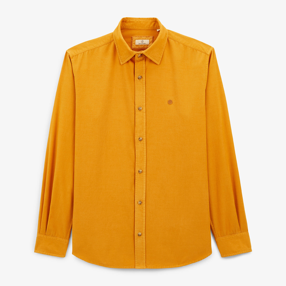 Camicia a maniche lunghe in cotone velluto giallo oro Charles Uomo SERGE BLANCO