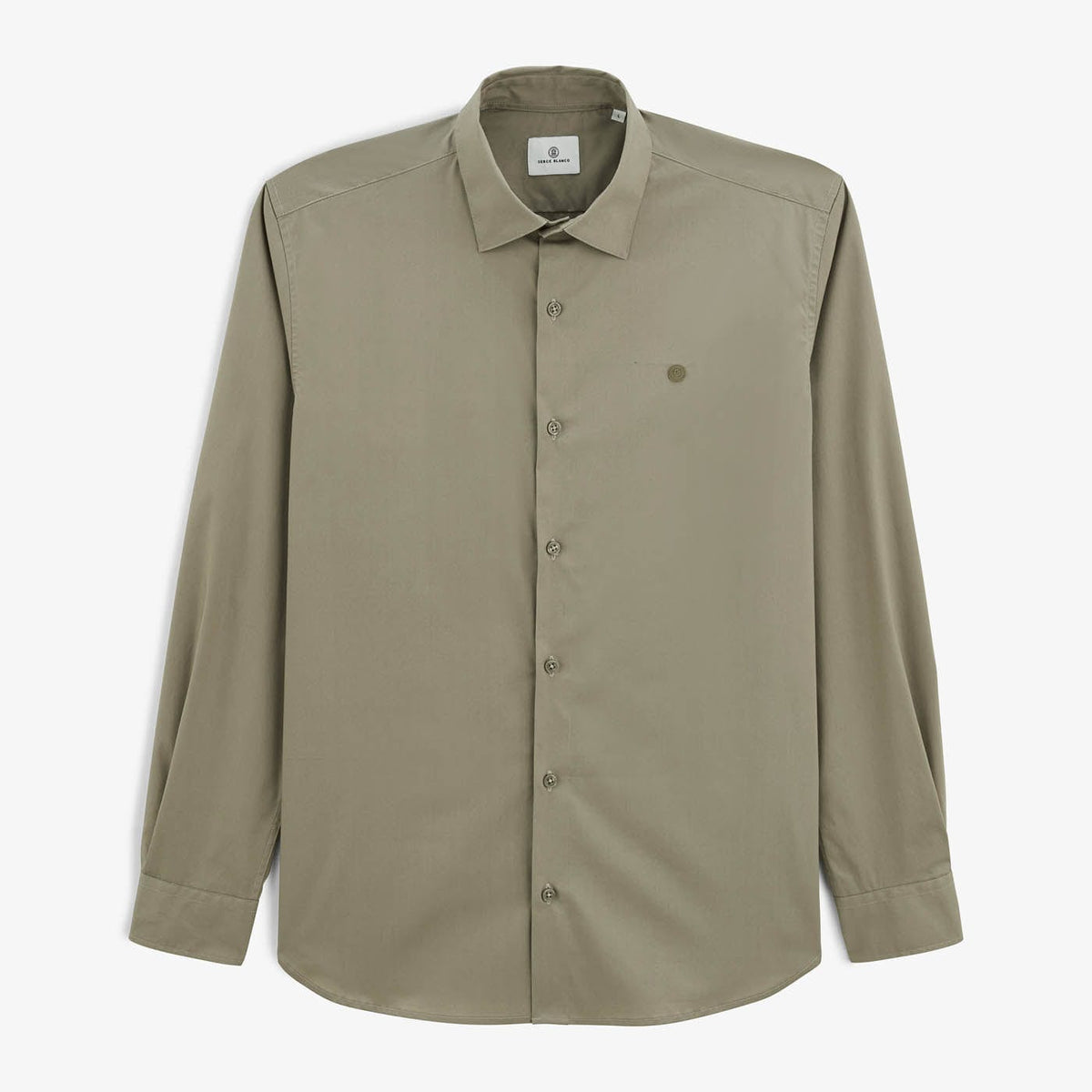 Camicia da uomo a maniche lunghe verde kaki SERGE BLANCO
