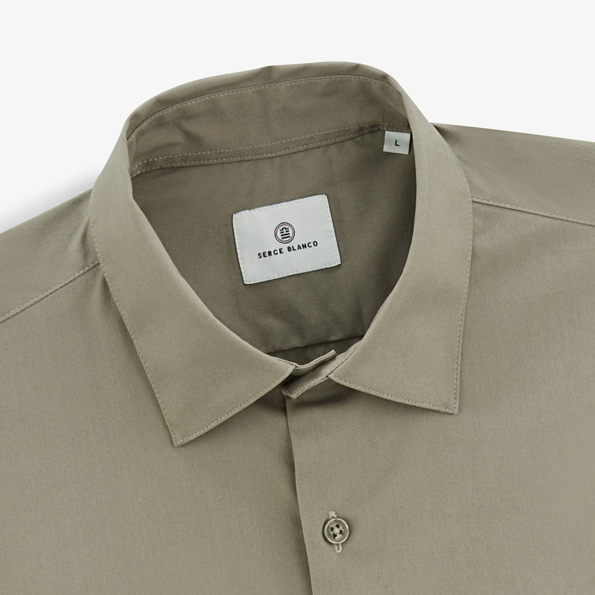 Camicia da uomo a maniche lunghe verde kaki SERGE BLANCO