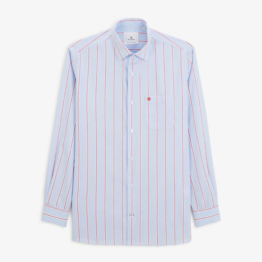 Camicia a maniche lunghe a righe in cotone Oxford blu cielo da uomo SERGE BLANCO