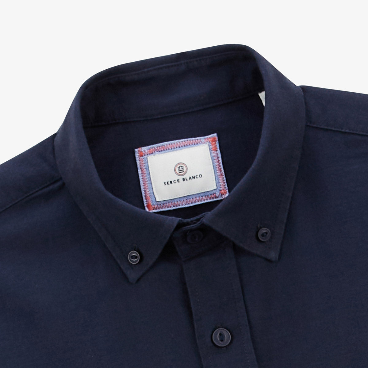 Camicia a maniche lunghe in cotone Oxford blu navy scuro Charles Uomo SERGE BLANCO