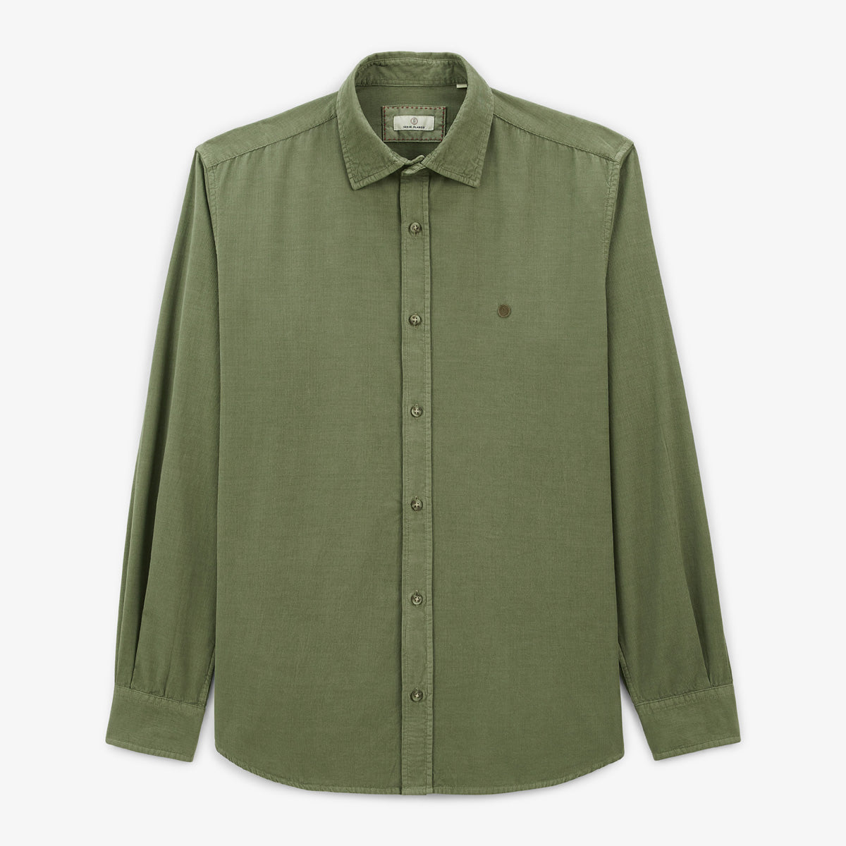 Camicia a maniche lunghe in cotone velluto verde militare Charles Uomo SERGE BLANCO