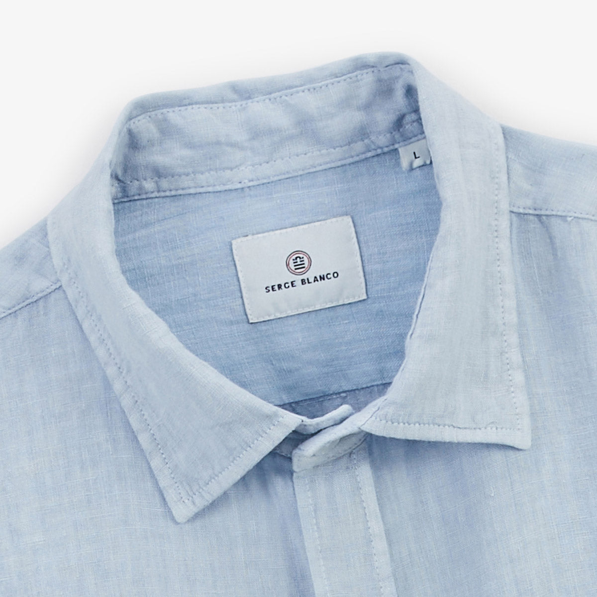 Camicia a maniche lunghe in lino blu celeste HOMME SERGE BLANCO