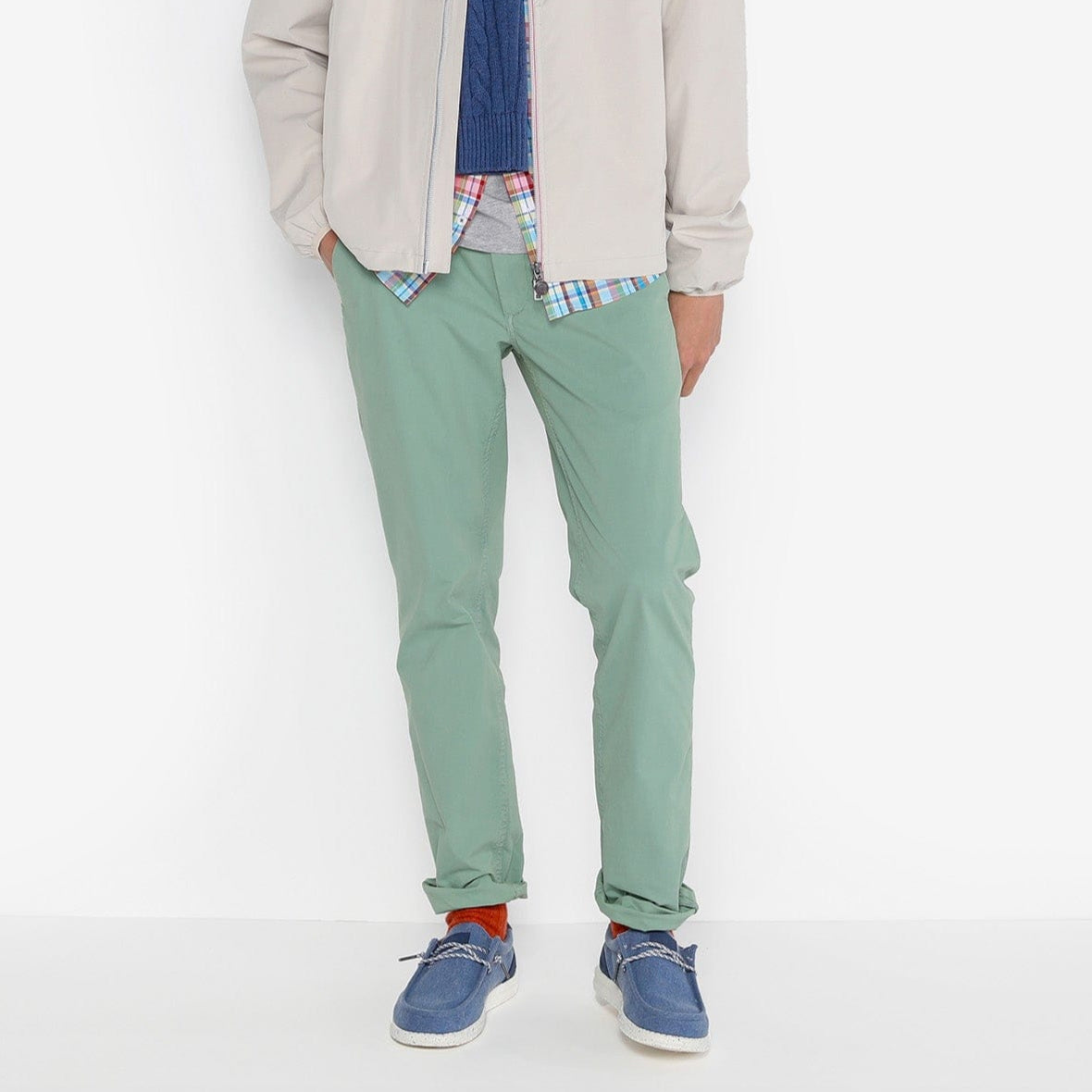 Chino 743 Elastico Tela Paracadute Verde Mandorla Uomo SERGE BLANCO