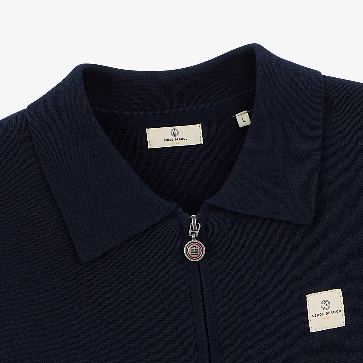 Gilet con maniche lunghe e zip in cotone blu navy Monza UOMO SERGE BLANCO