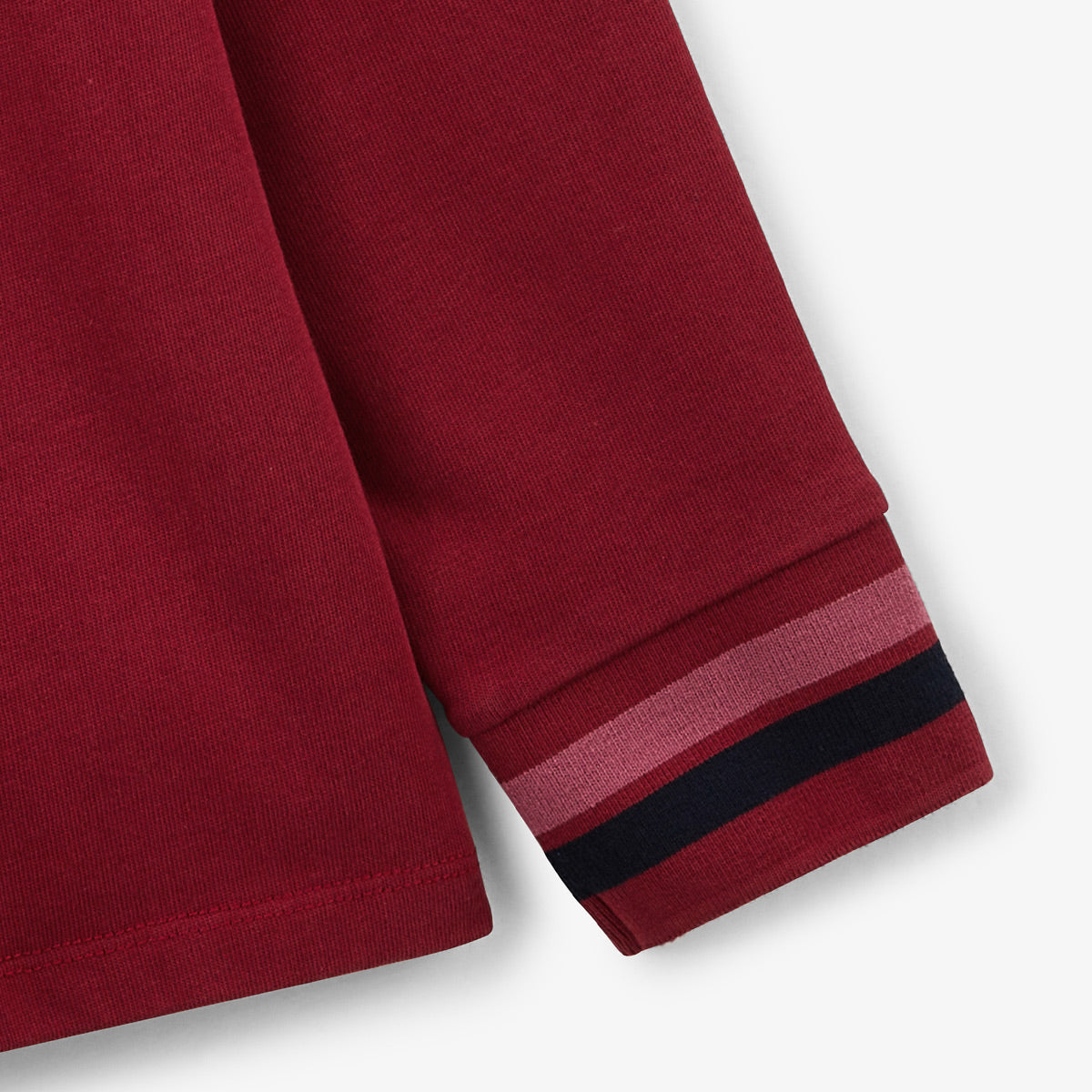 Maglia da rugby da ragazzo a maniche lunghe rosso merlot ricamata 15 SERGE BLANCO