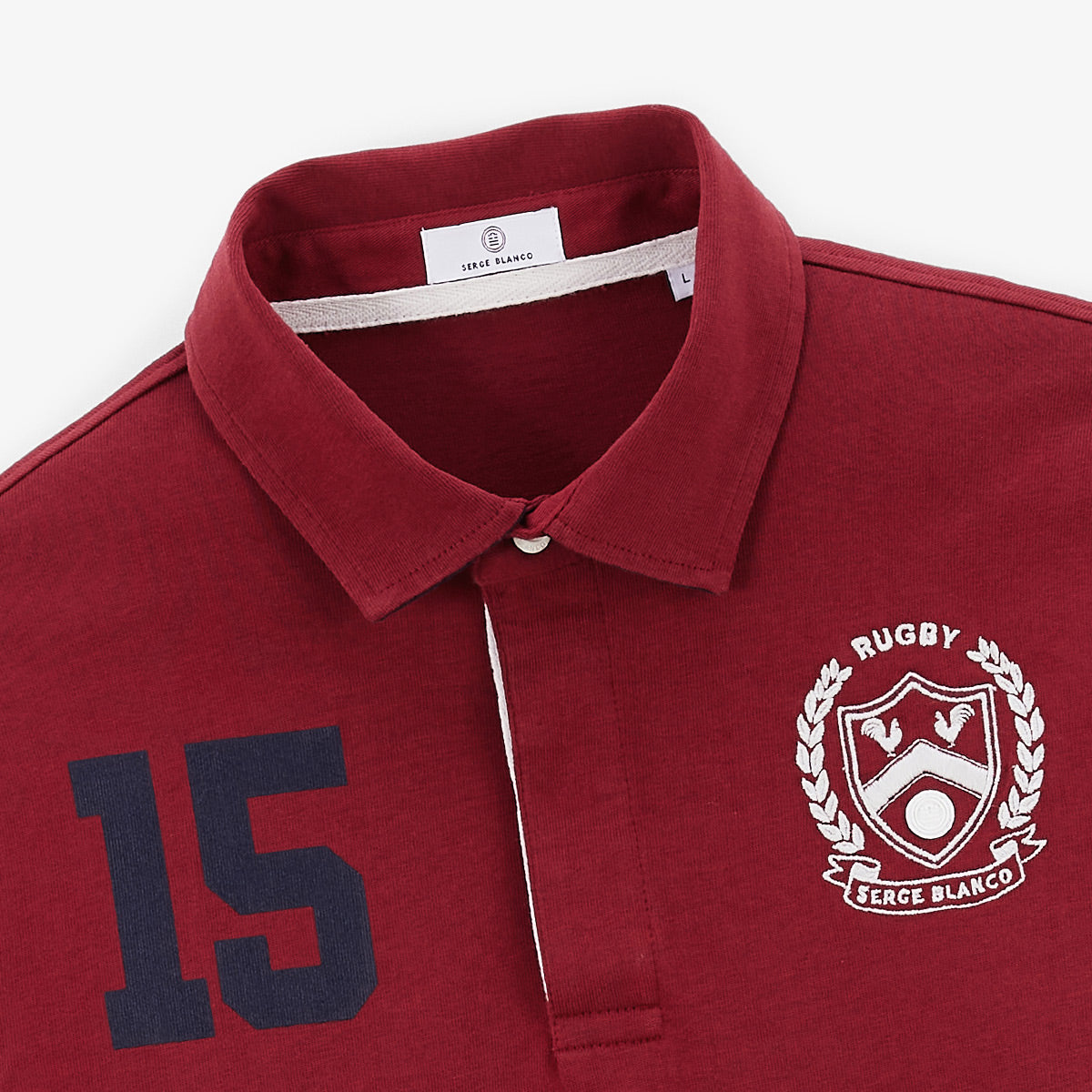 Maglia da rugby a maniche lunghe in cotone rosso merlot Lio Uomo SERGE BLANCO