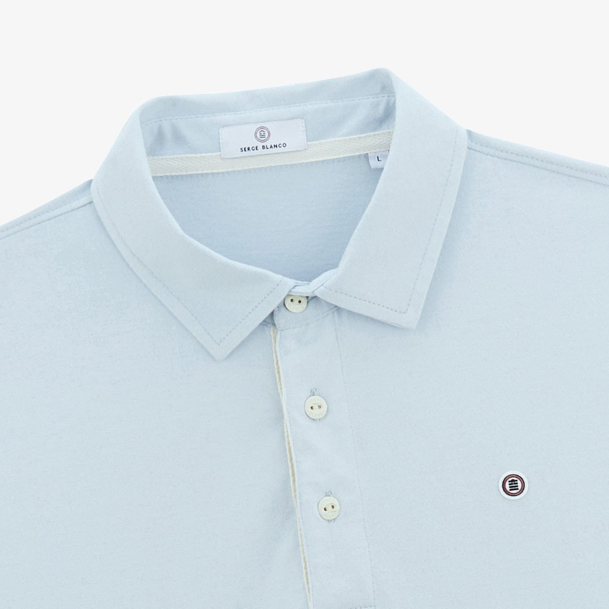 Polo da rugby a maniche corte Lyes in jersey di cotone azzurro cielo da uomo SERGE BLANCO