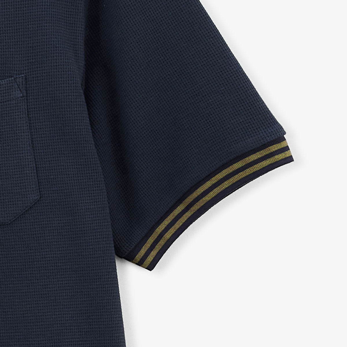 Polo a maniche corte in cotone goffrato con bordi blu navy scuro Lorca Uomo SERGE BLANCO