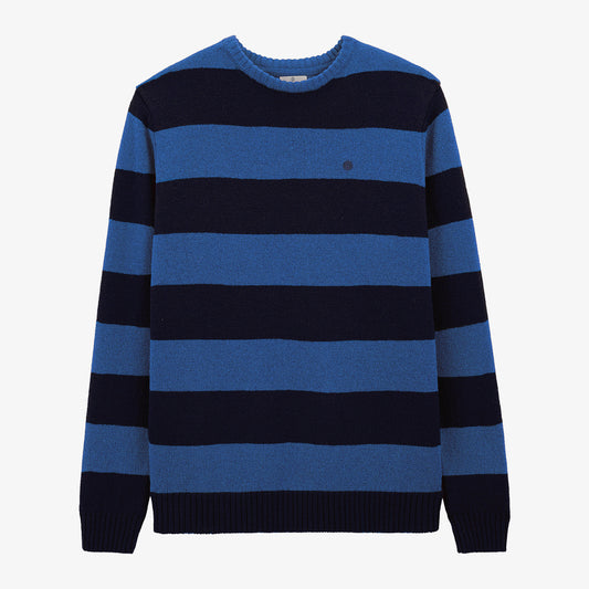 Maglione girocollo in lana blu navy a righe Musa Uomo SERGE BLANCO