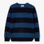 Maglione Junior a collo rotondo in lana blu navy a righe Musa SERGE BLANCO