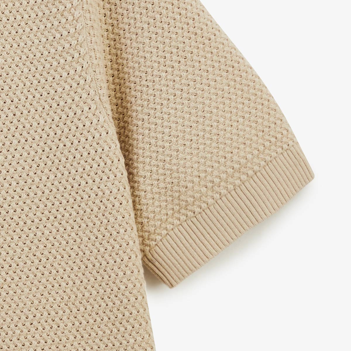 Maglione a maniche corte con collo rotondo in cotone beige avena Milazzo UOMO SERGE BLANCO