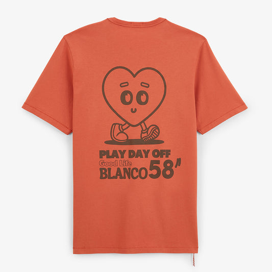 T-shirt girocollo in jersey di cotone con stampa sul retro arancione ruggine da uomo SERGE BLANCO