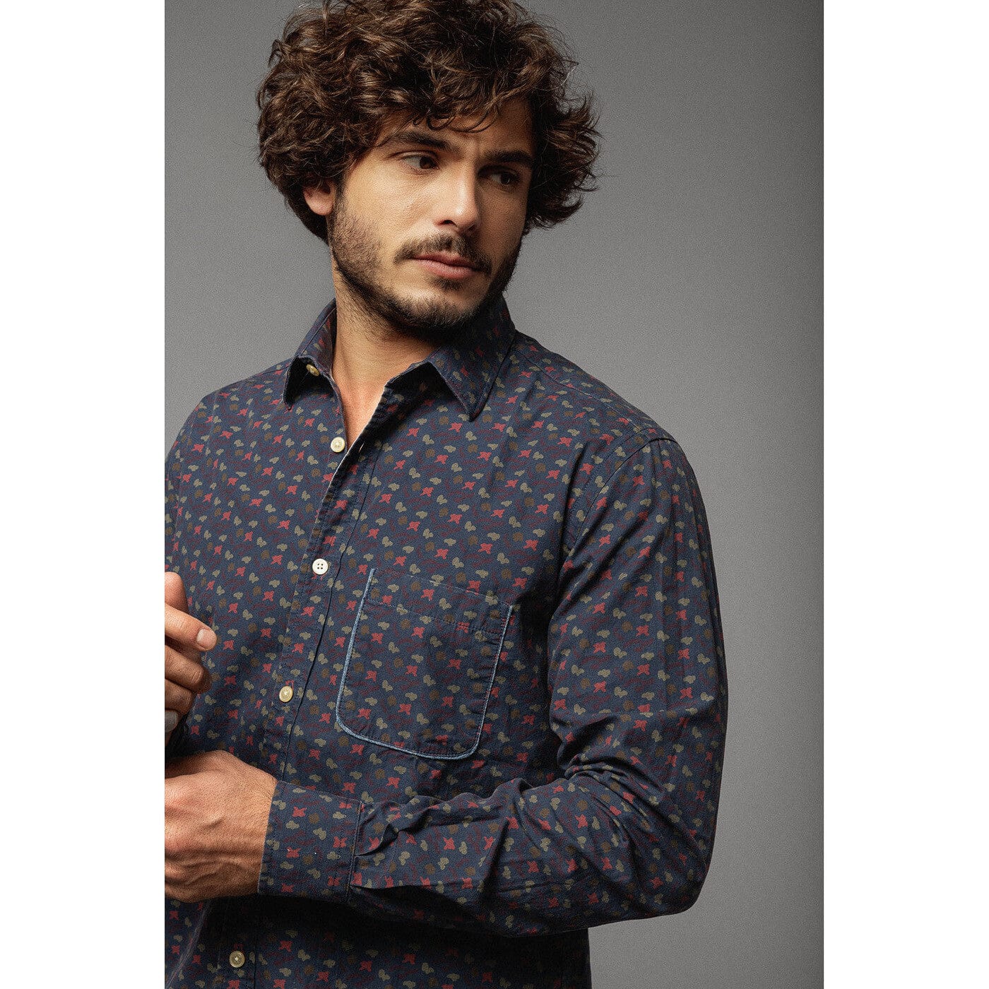 Lange mouwen shirt in popeline met camouflageprint