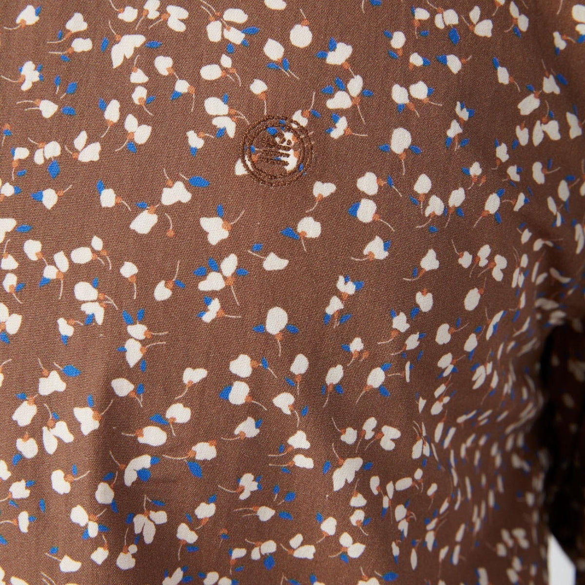 Herenoverhemd met bruine bloemenprint, getailleerd model
