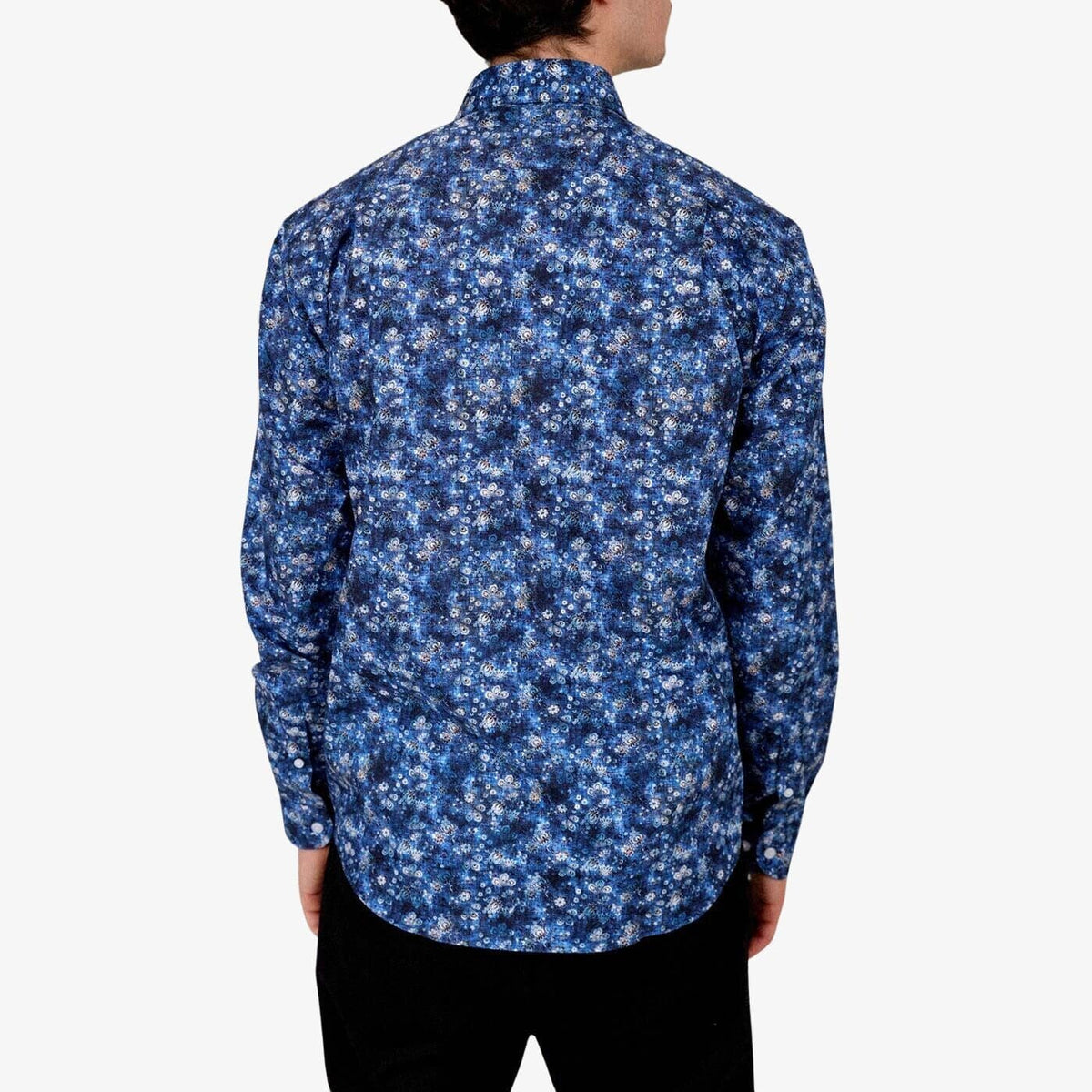 Overhemd met lange mouwen en print in marineblauw