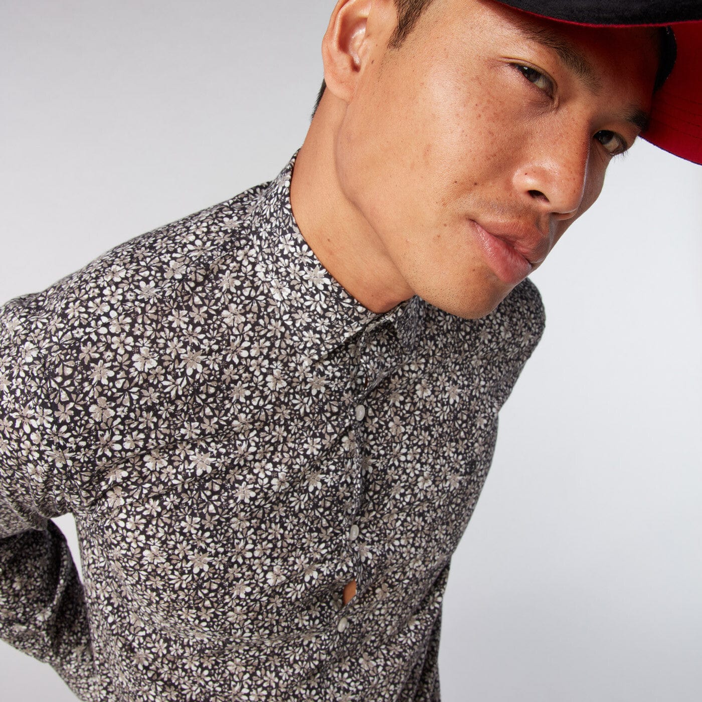 Herenoverhemd met bloemenprint, getailleerd model