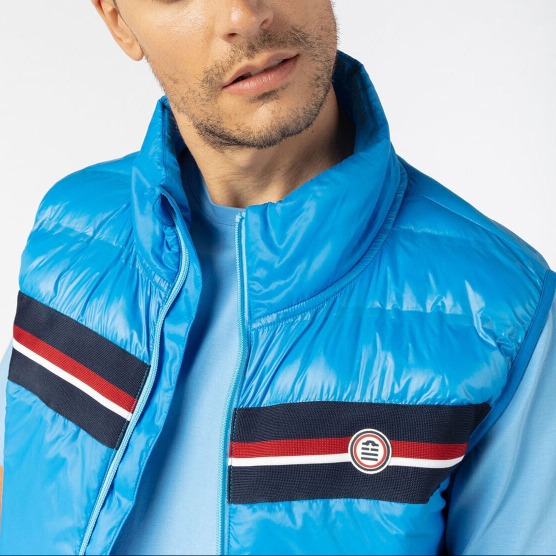 Mouwloze jas in azuurblauw PLAY