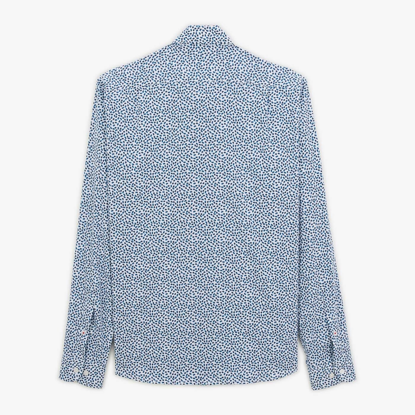 Blauw shirt met fantasieprint en lange mouwen