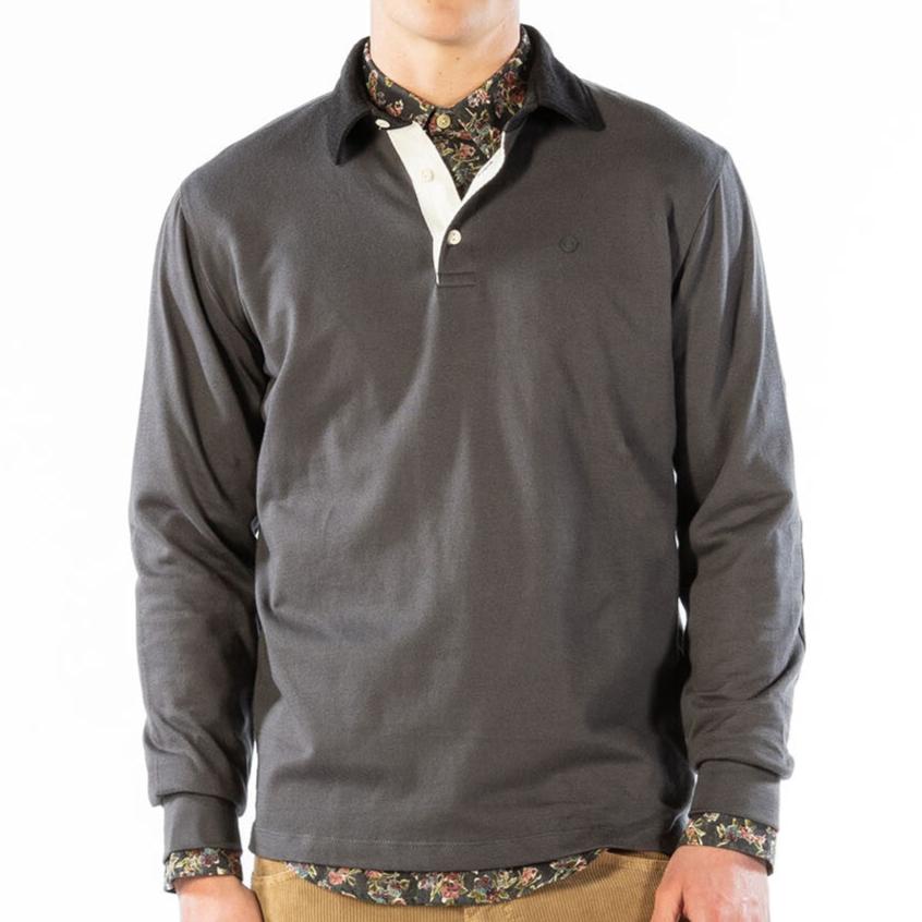 Olijfgroen shirt met lange mouwen van bloemenstof