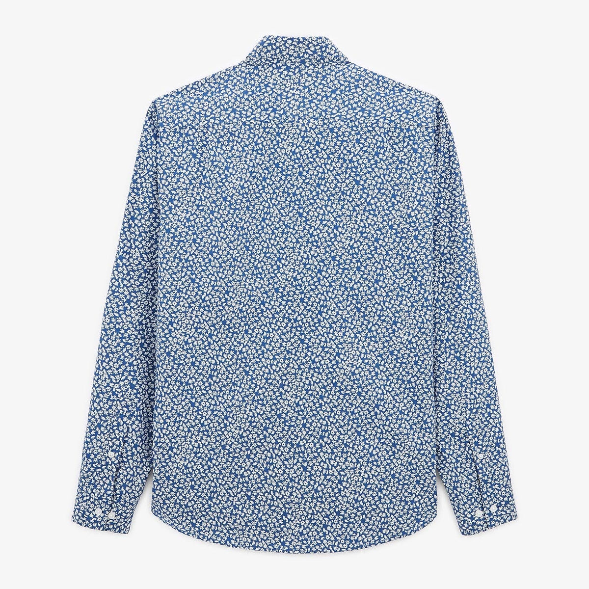 Oceaanblauw bloemenprint shirt met lange mouwen van katoen