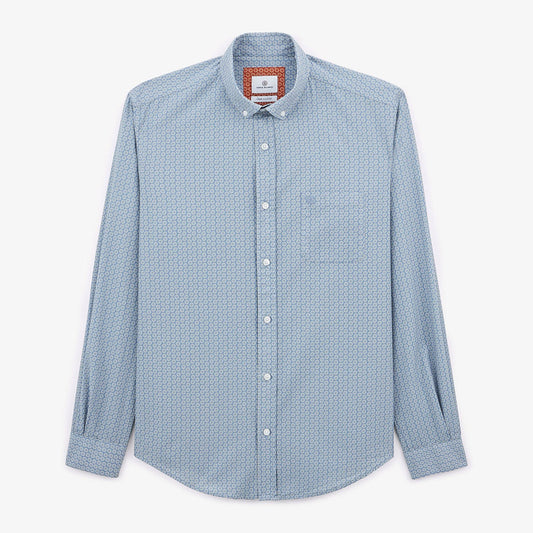 Blauw pacific bloemenprint shirt met lange mouwen van katoen