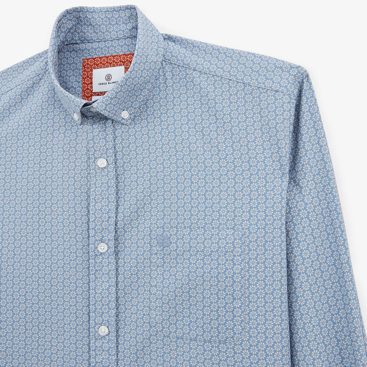 Blauw pacific bloemenprint shirt met lange mouwen van katoen