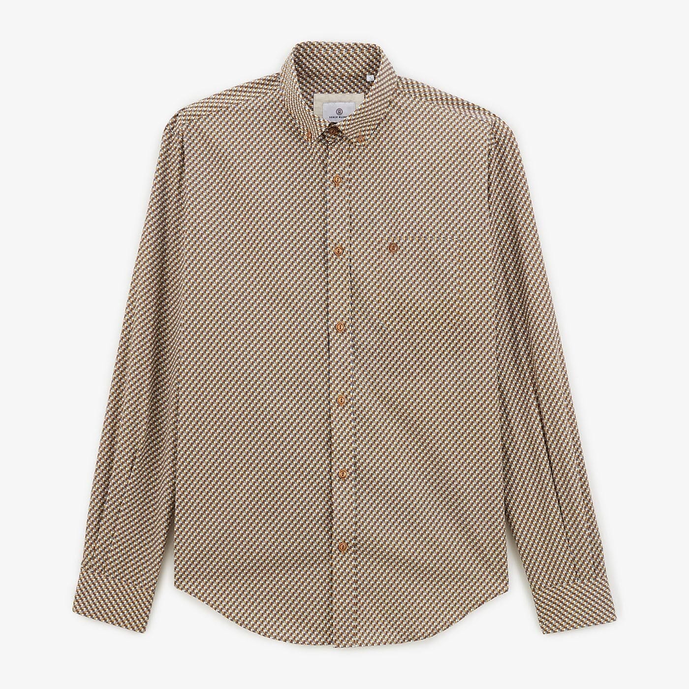 Shirt met lange mouwen en geometrische print in hazelnootbruin