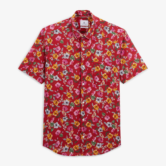 Rood shirt met korte mouwen en bloemenprint