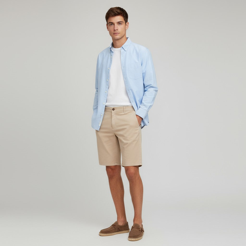 Bermuda 200 Beige stretchkatoen voor heren SERGE BLANCO