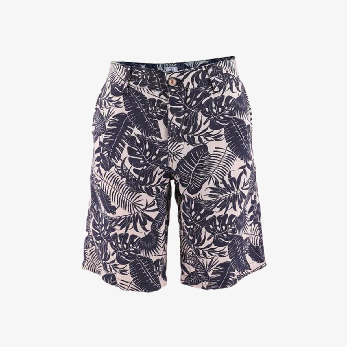 Marineblauwe bermuda met bladerenprint voor heren SERGE BLANCO