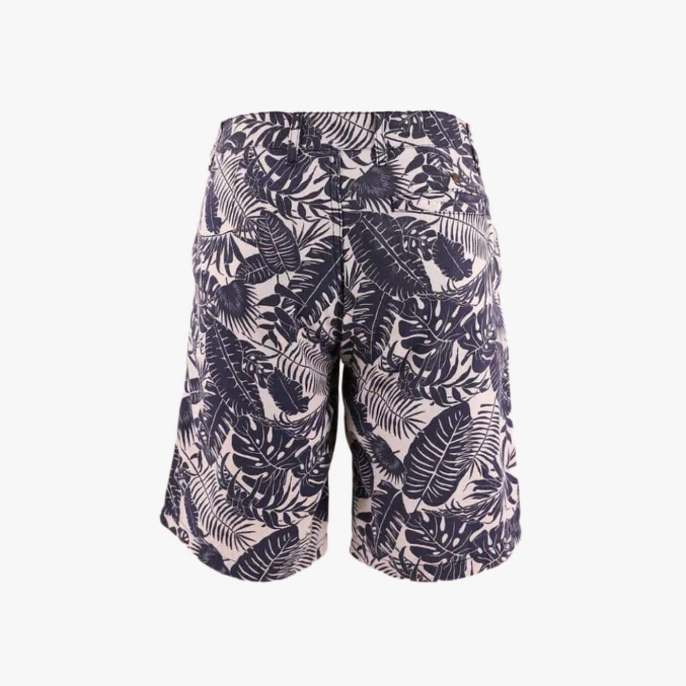 Marineblauwe bermuda met bladerenprint voor heren SERGE BLANCO