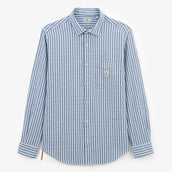 Lange mouwen shirt met geweven strepen van katoen in hemelsblauw