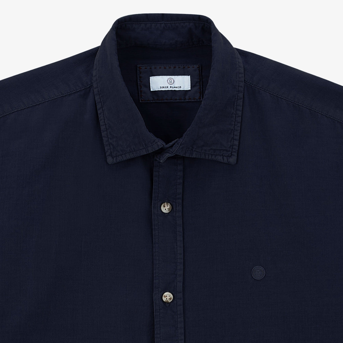 Charles overhemd van marineblauw fluweel voor heren, serge blanco