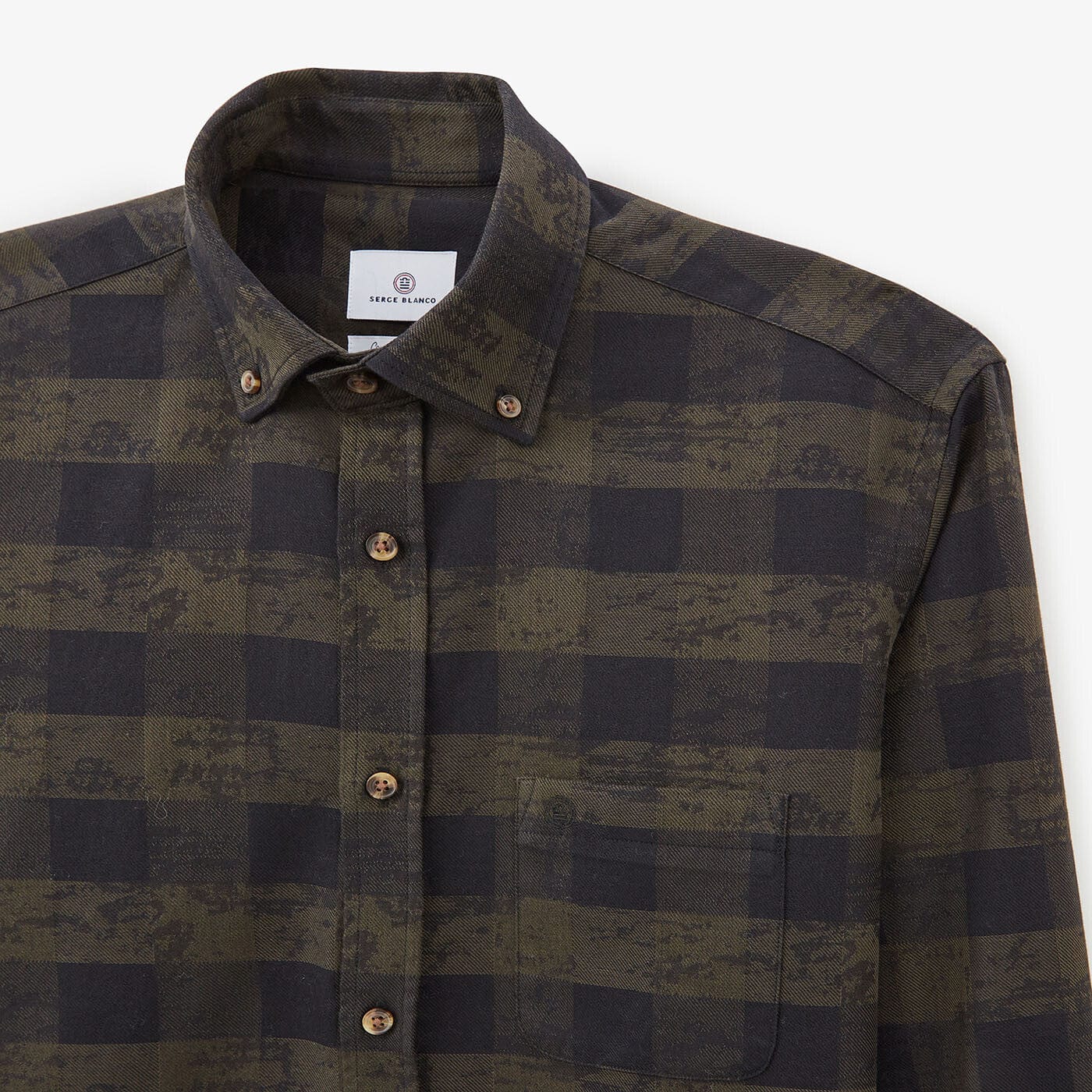 Militaire geruite blouse met lange mouwen van katoen