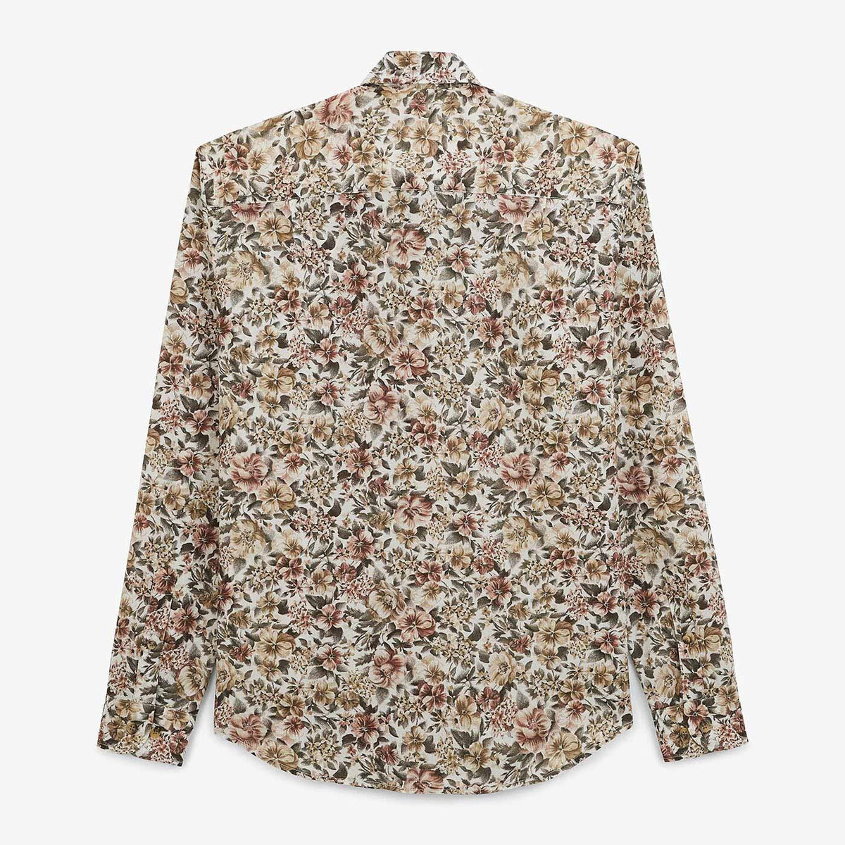 Lange mouwen bloemenprint shirt in legergroen van katoen voor heren SERGE BLANCO